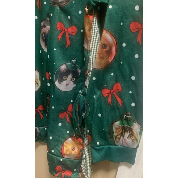 Rare Women's Cat Christmas Long Sleeve Mini Dress with Real Jingle Bells - Picture 9 of 10